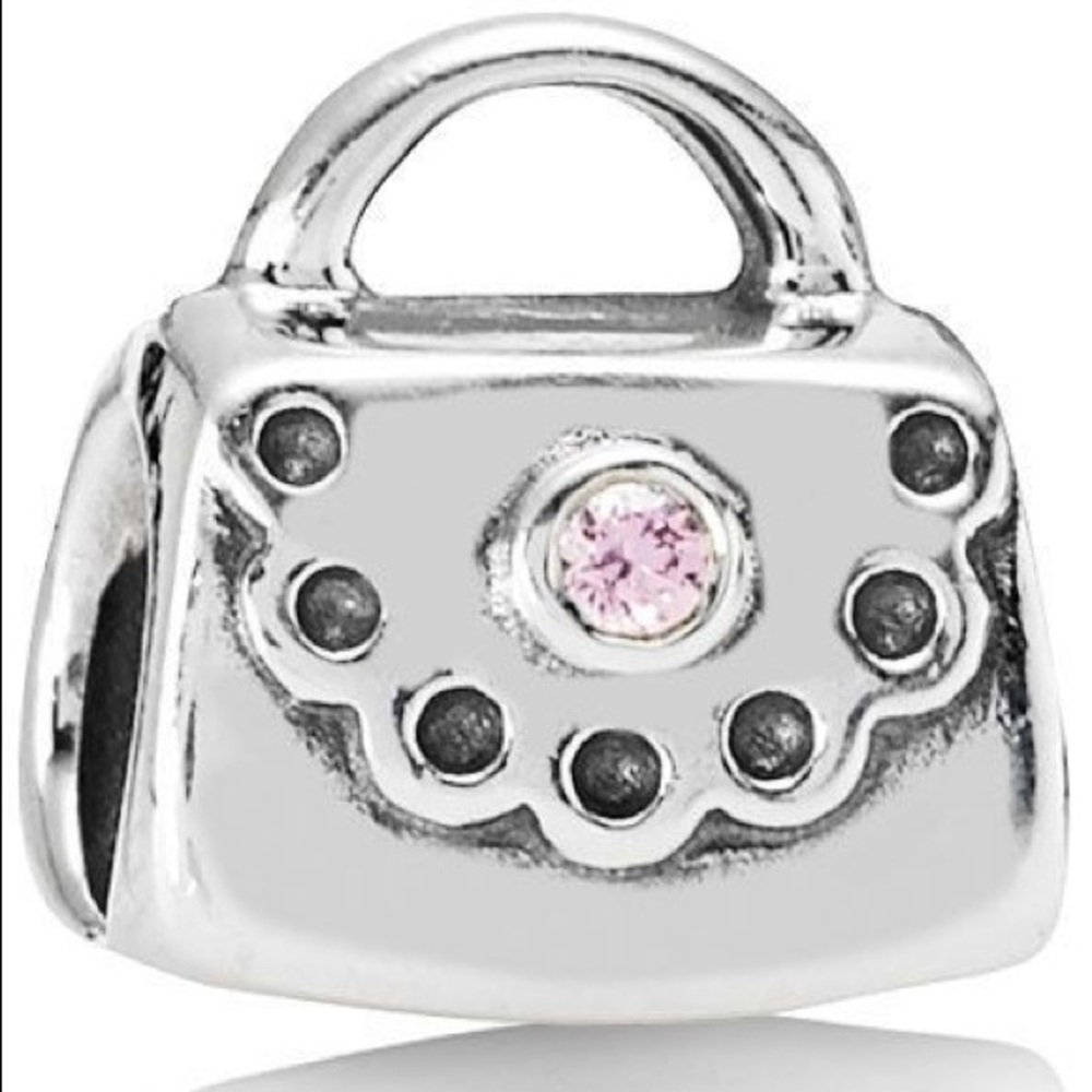 PANDORA Purse Charm with Pink CZ stone
